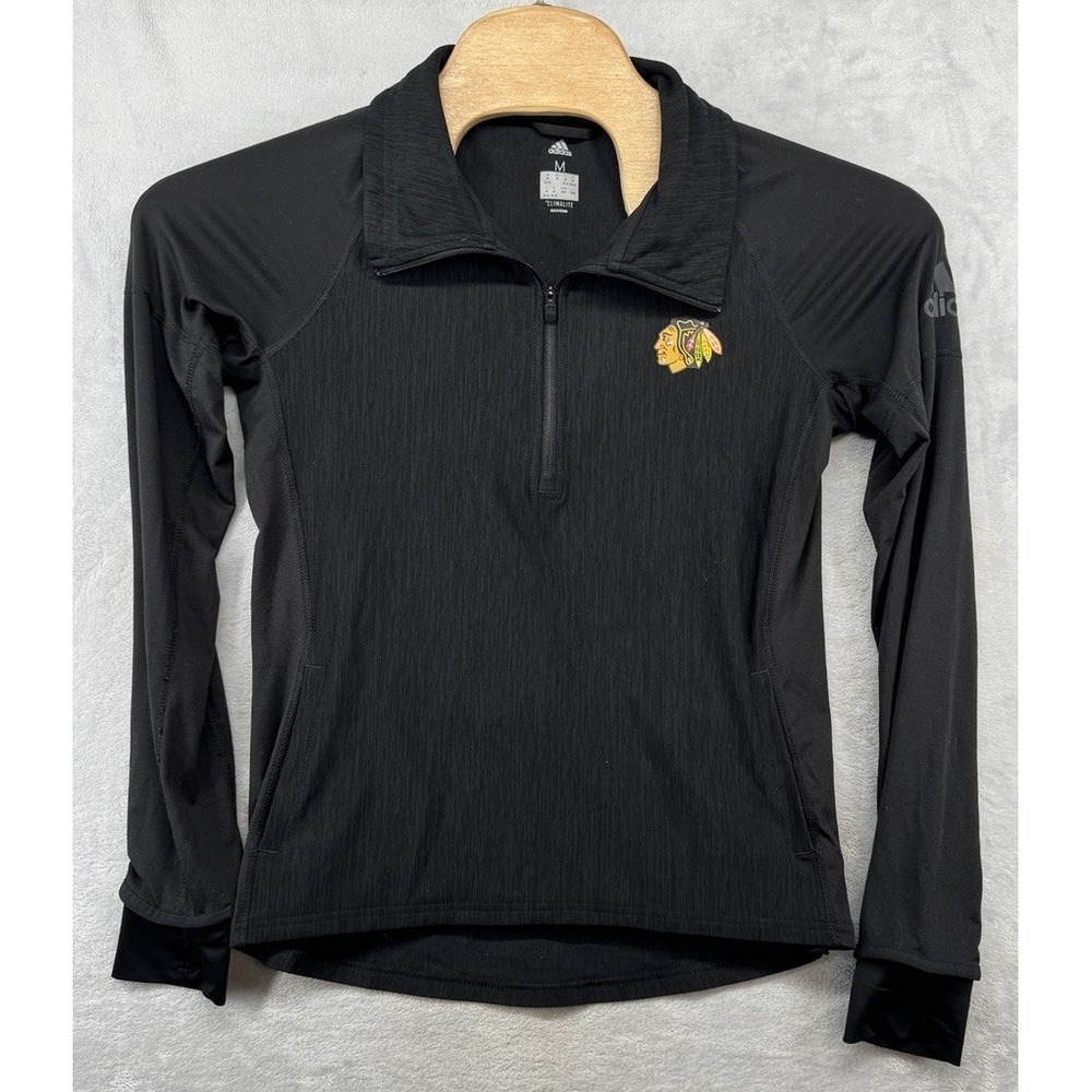 Adidas Chicago Blackhawks NHL 1/4 Zip Long Sleeve Shirt Climalite Women's Size M